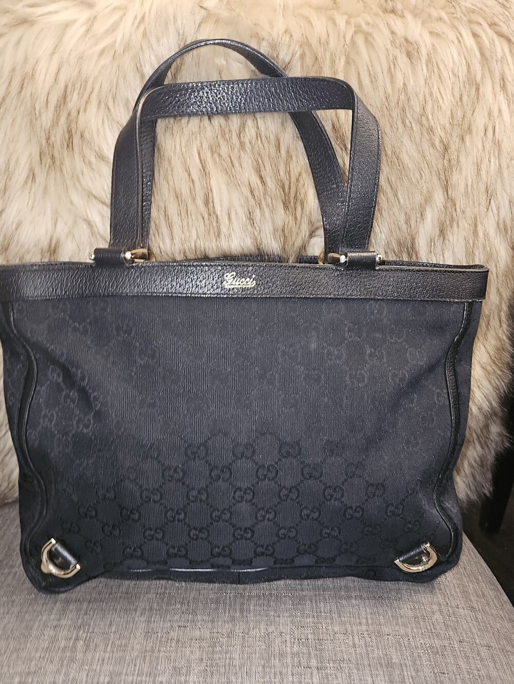 Gucci Black GG Canvas Abbey  Tote W/ Wallet - Picture 2 of 14